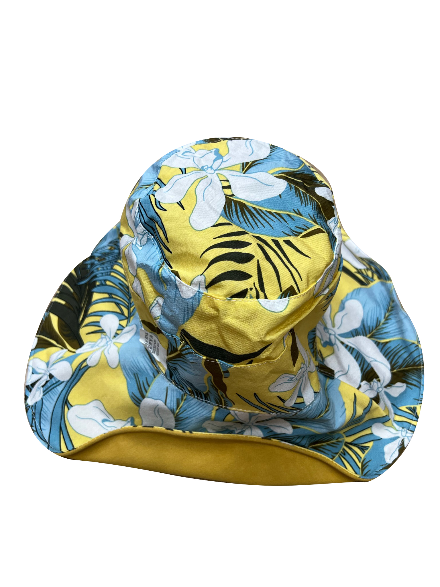 Tropical Floral Print / Yellow Reversible Hat